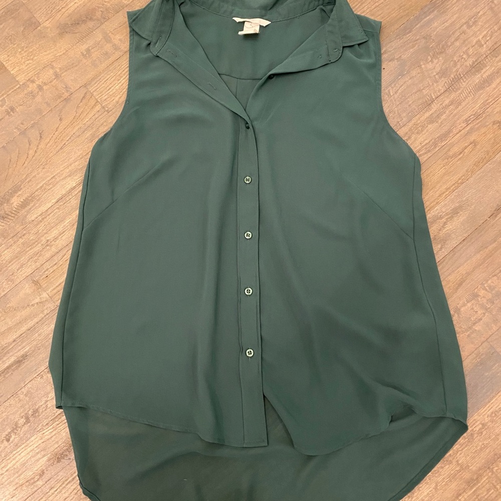H&M Tank Blouse Emerald Green Size 8